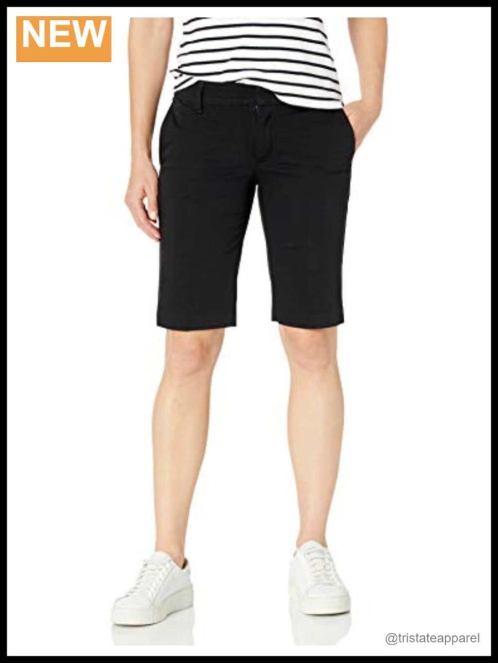 Perfect Shape Twill Bermuda Shorts Flex Tummy Panel Stretch Slim Fit